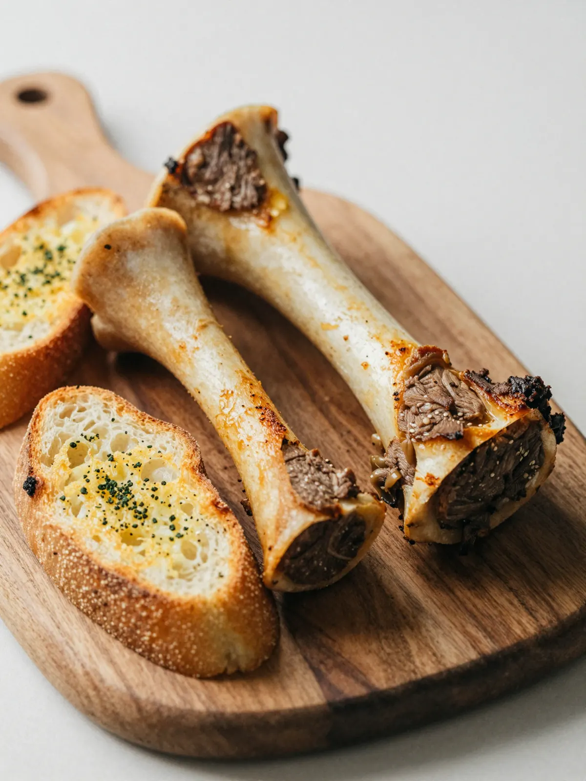 Roasted bone marrow with garlic bread